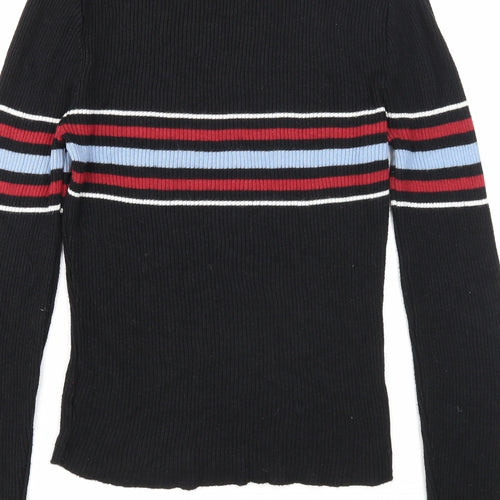 Cooperative Womens Black Mock Neck Acrylic Pullover Jumper Size S