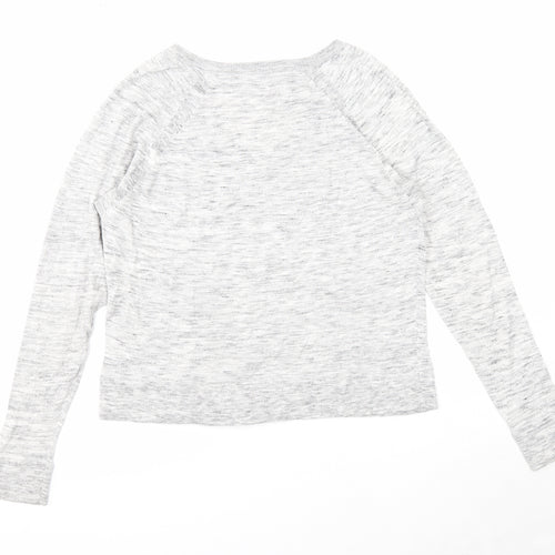Feel the piece Womens Grey V-Neck Cotton Pullover Jumper Size XS