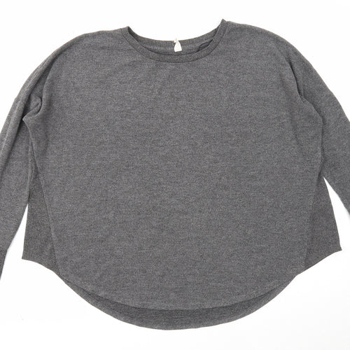 Preworn Womens Grey Round Neck Cotton Pullover Jumper Size M