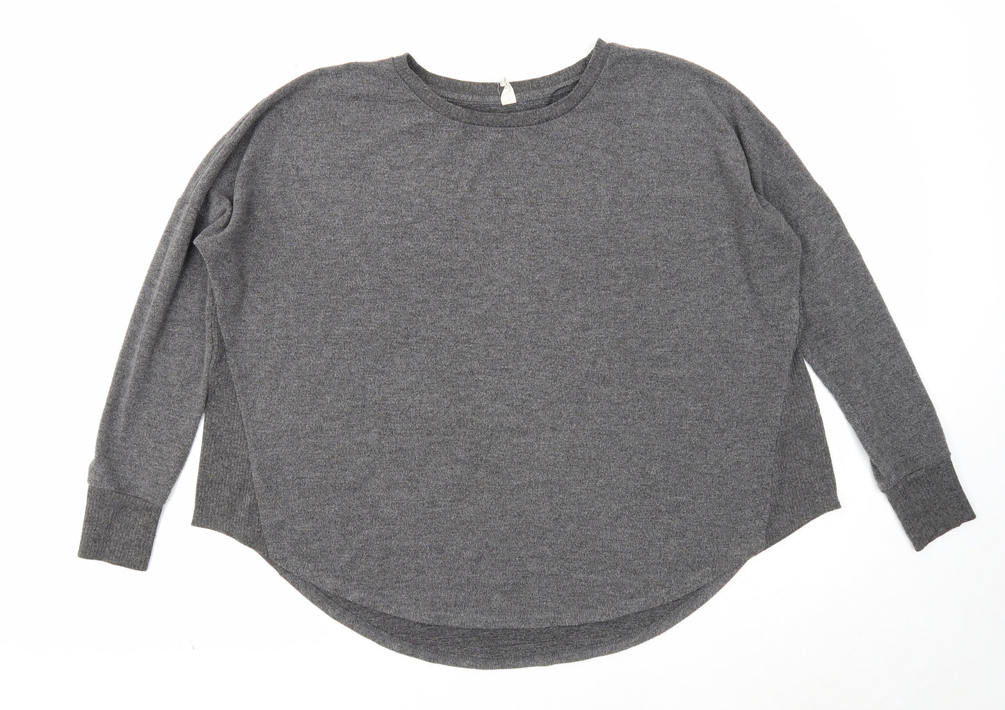Preworn Womens Grey Round Neck Cotton Pullover Jumper Size M