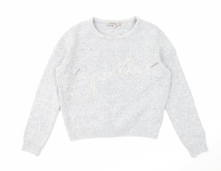Marks and Spencer Womens Grey Round Neck Acrylic Pullover Jumper Size 12