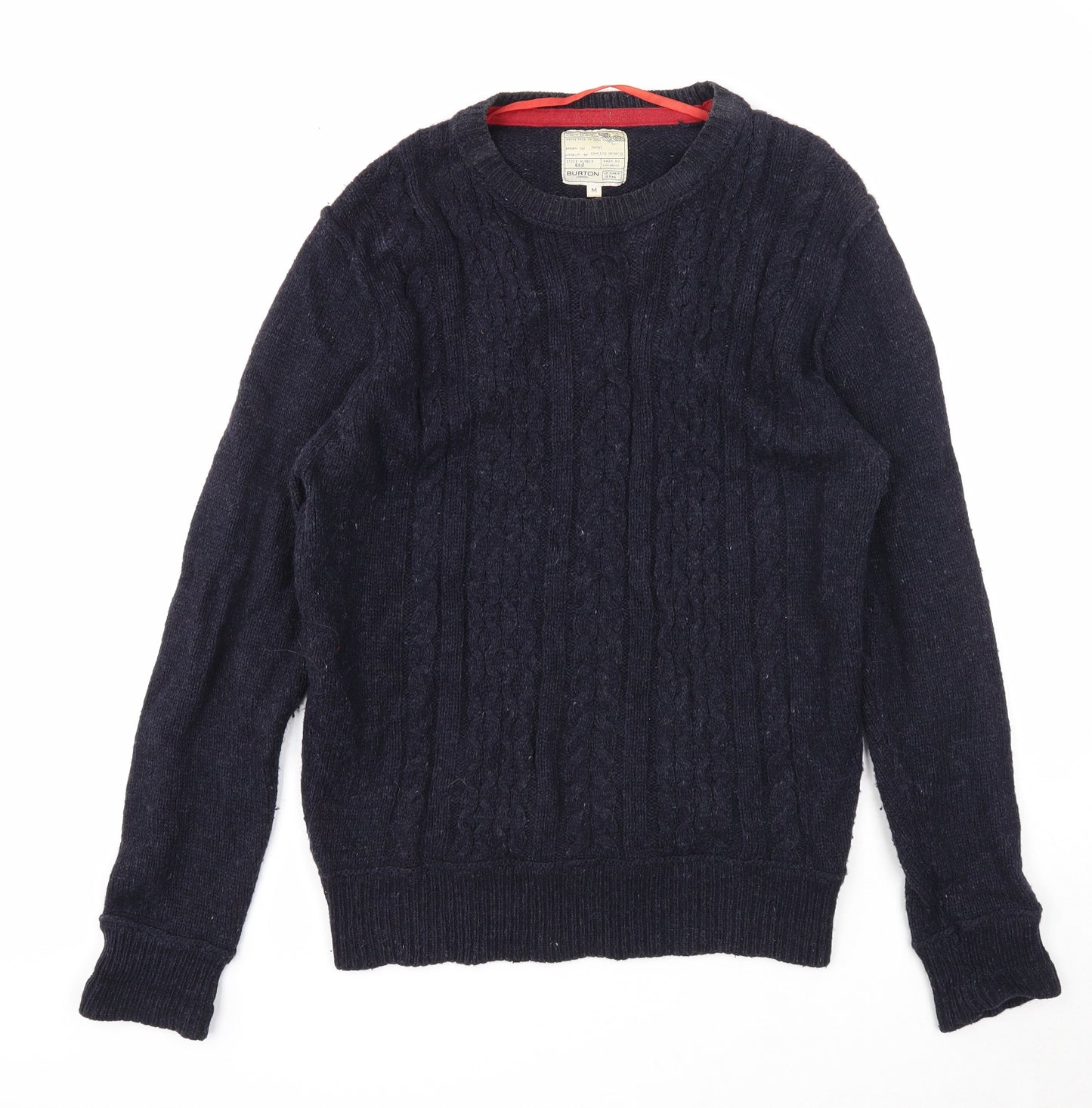 Burton Mens Blue Round Neck Acrylic Pullover Jumper Size M Long Sleeve