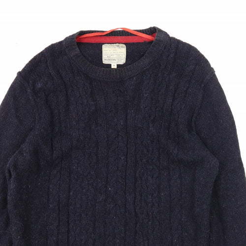 Burton Mens Blue Round Neck Acrylic Pullover Jumper Size M Long Sleeve