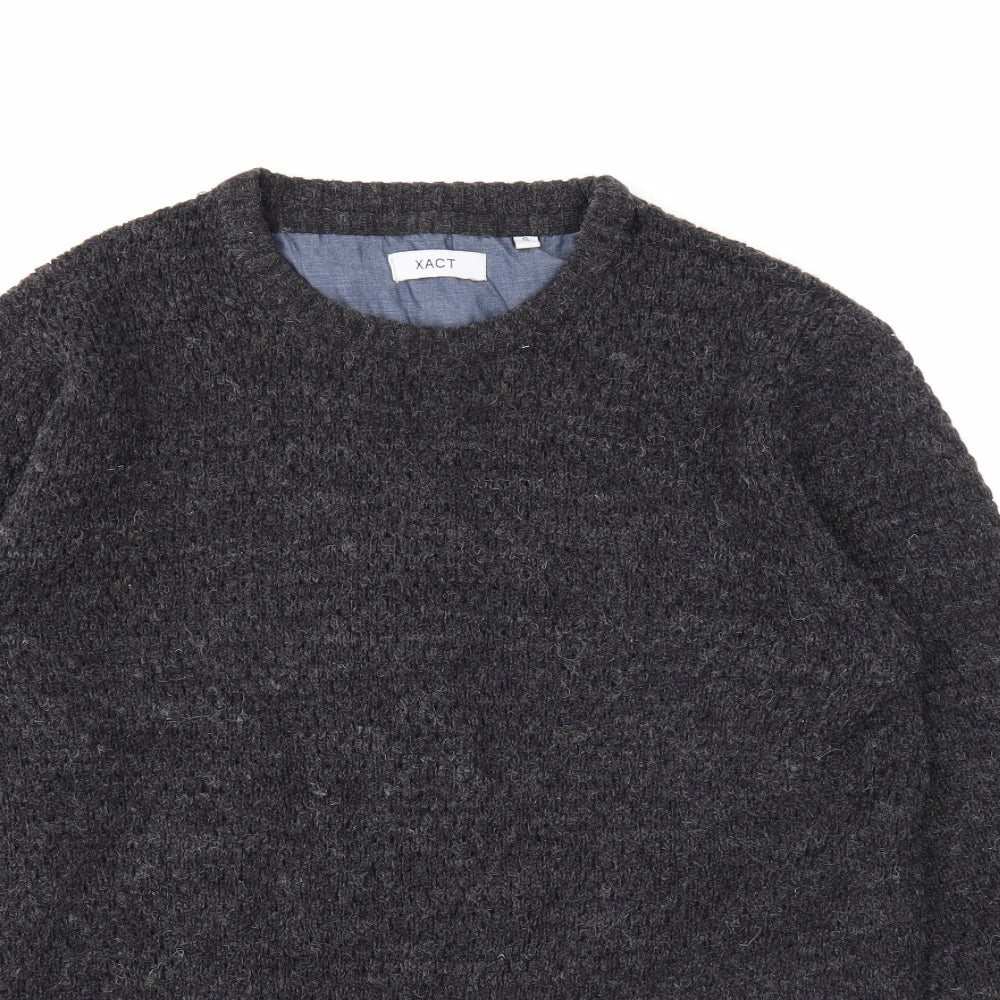 Xact Mens Black Round Neck Acrylic Pullover Jumper Size S Long Sleeve