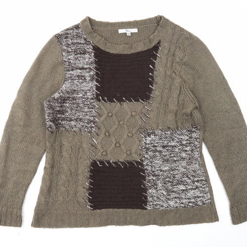 Kliss Womens Grey Round Neck Acrylic Pullover Jumper Size XL