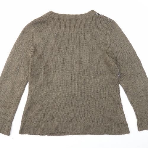 Kliss Womens Grey Round Neck Acrylic Pullover Jumper Size XL