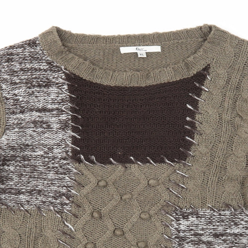 Kliss Womens Grey Round Neck Acrylic Pullover Jumper Size XL