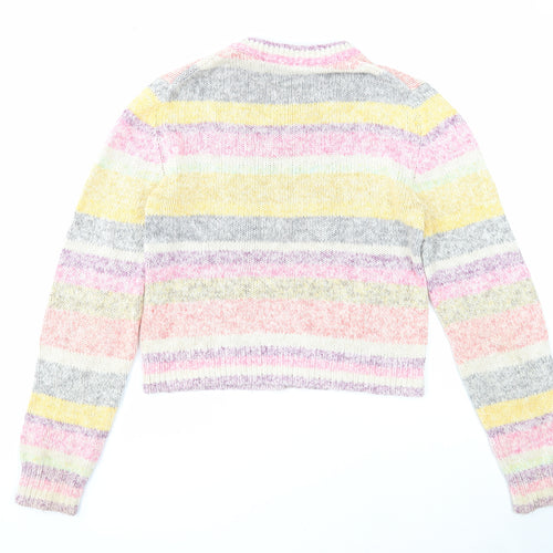 French Connection Womens Multicoloured Round Neck Striped Acrylic Pullover Jumper Size S