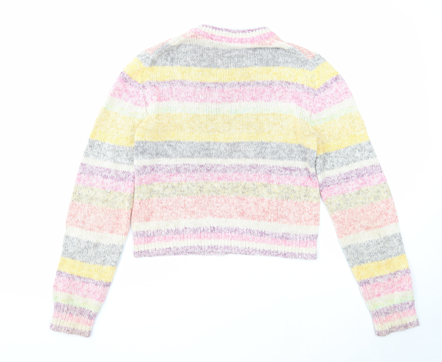 French Connection Womens Multicoloured Round Neck Striped Acrylic Pullover Jumper Size S