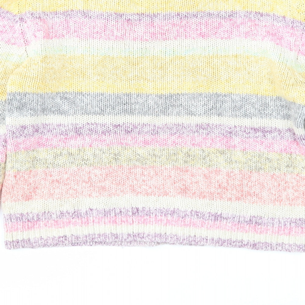 French Connection Womens Multicoloured Round Neck Striped Acrylic Pullover Jumper Size S