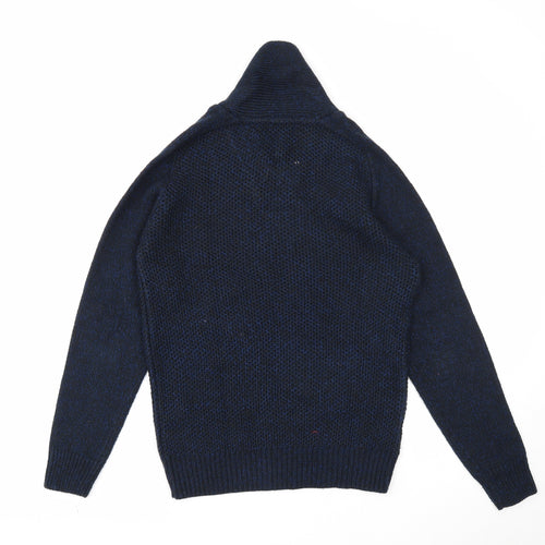 NEXT Mens Blue V-Neck Acrylic Henley Jumper Size S Long Sleeve