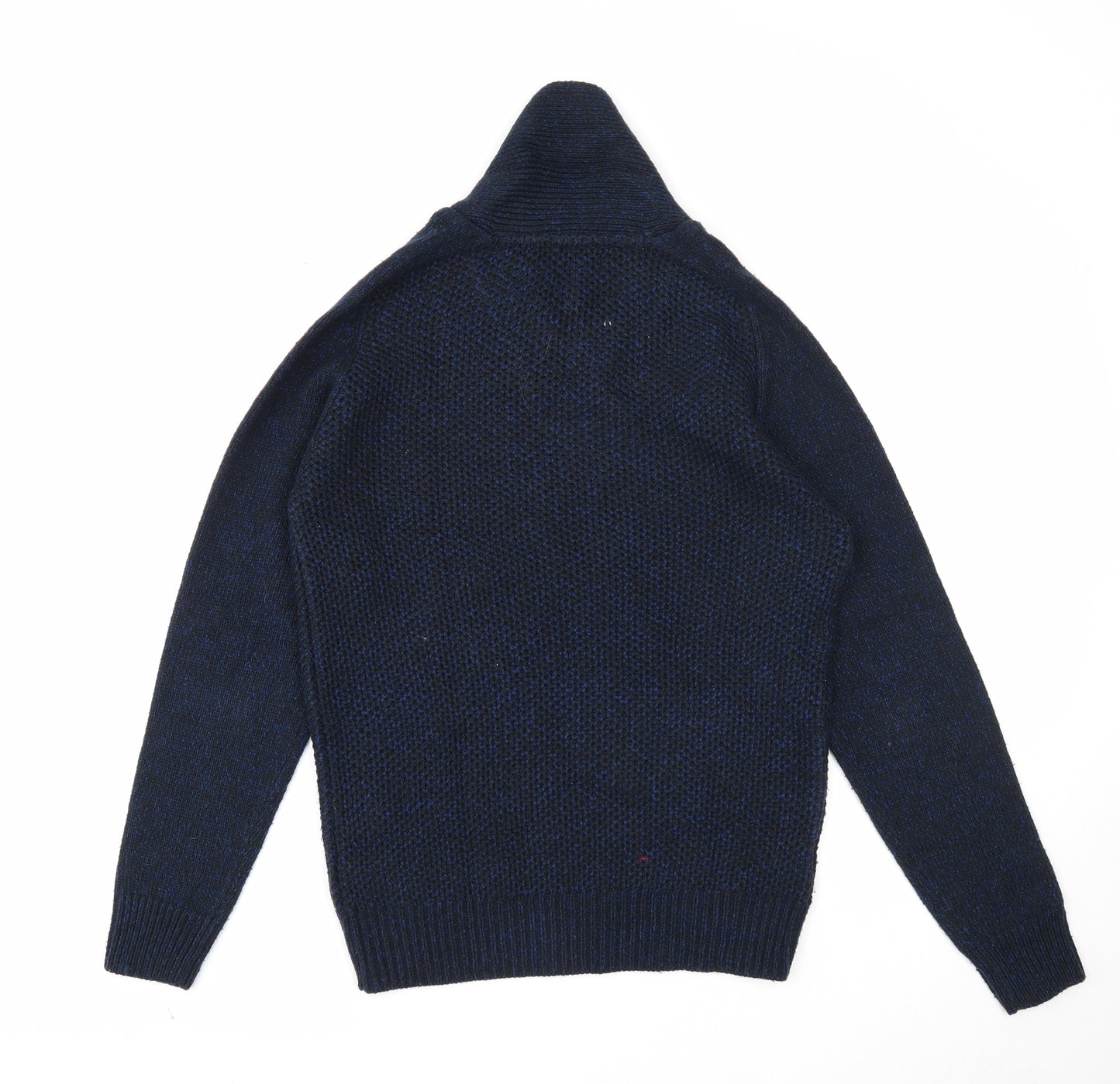 NEXT Mens Blue V-Neck Acrylic Henley Jumper Size S Long Sleeve