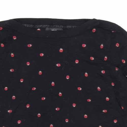 NEXT Womens Black Round Neck Geometric Cotton Pullover Jumper Size 18 - Ladybird Detail