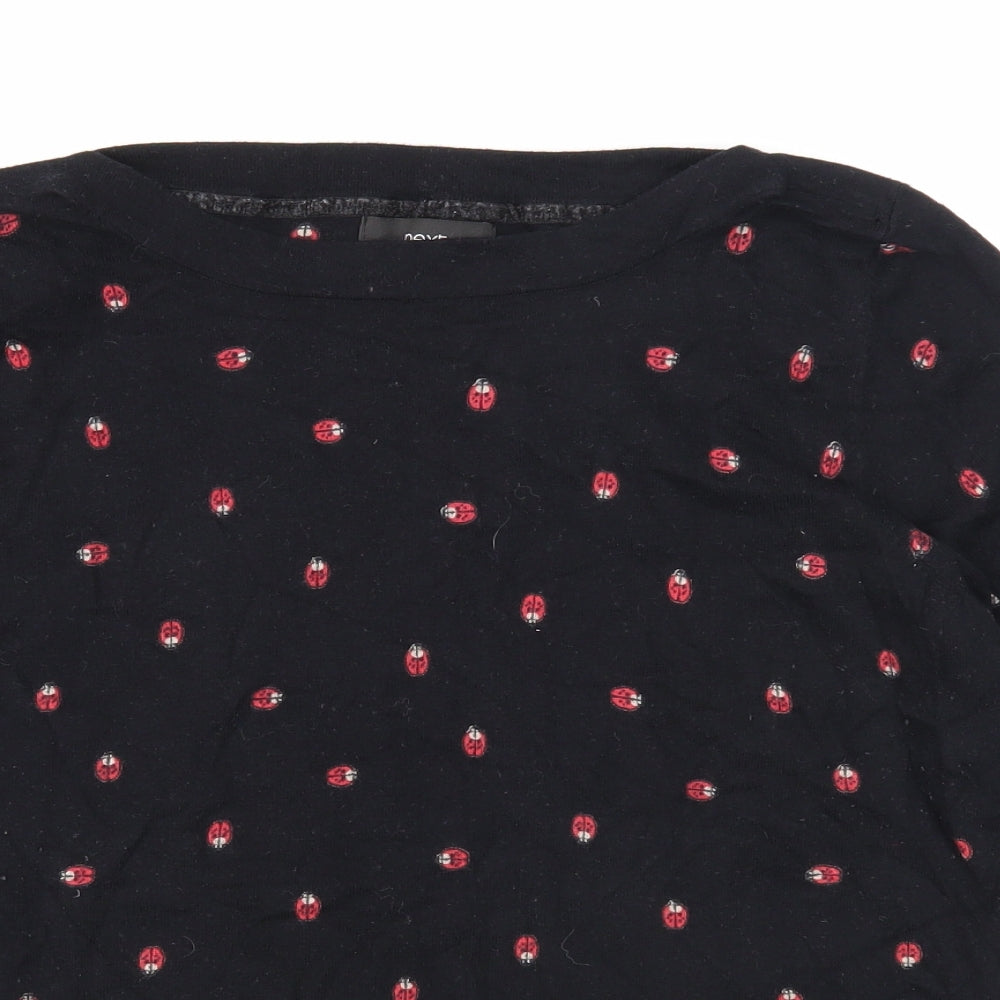 NEXT Womens Black Round Neck Geometric Cotton Pullover Jumper Size 18 - Ladybird Detail