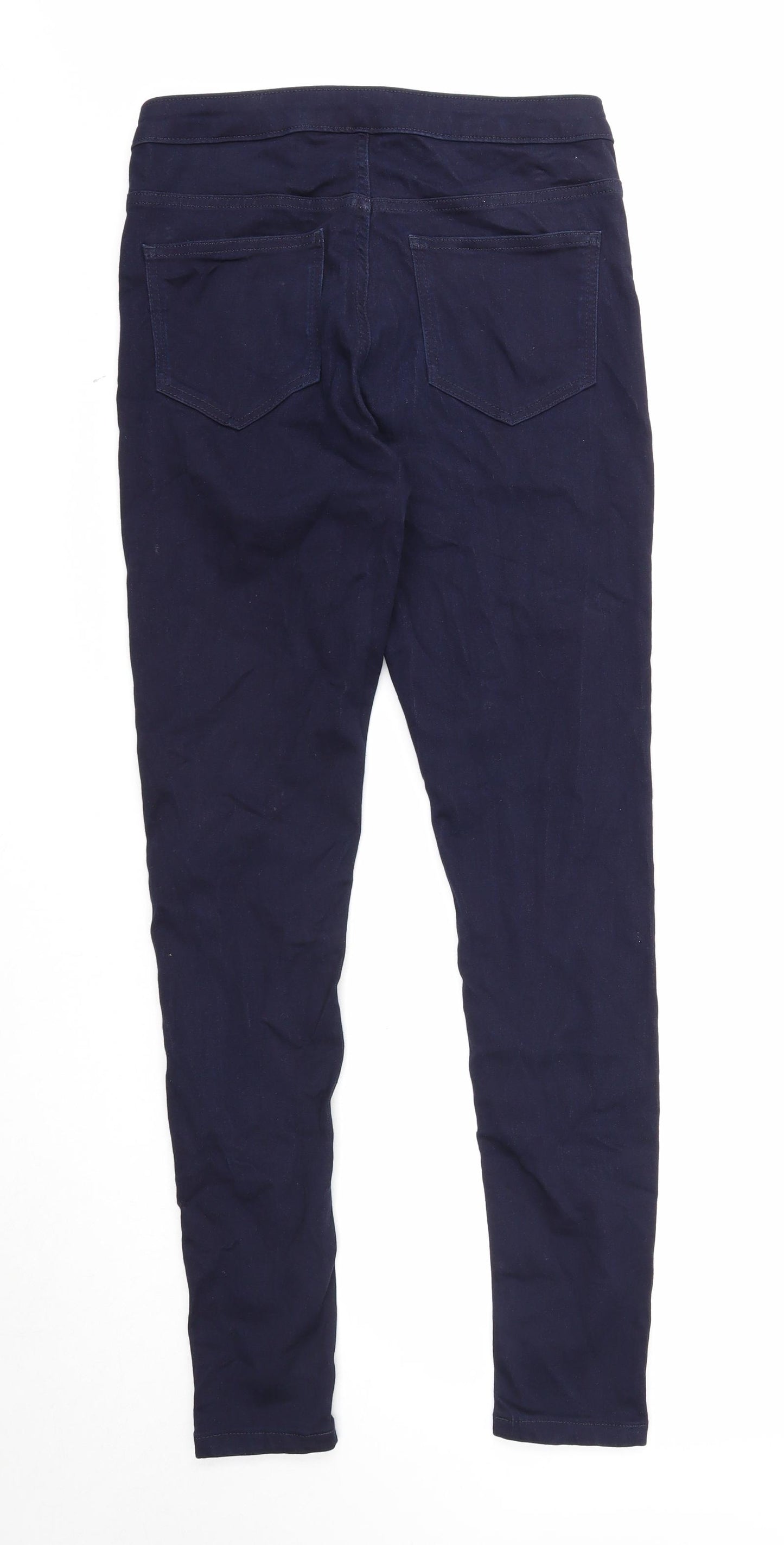 Marks and Spencer Womens Blue Cotton Skinny Jeans Size 12 Regular Button