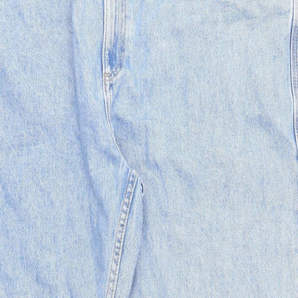 Marks and Spencer Mens Blue Cotton Straight Jeans Size 44 in L29 in Regular Zip - Loose Fit