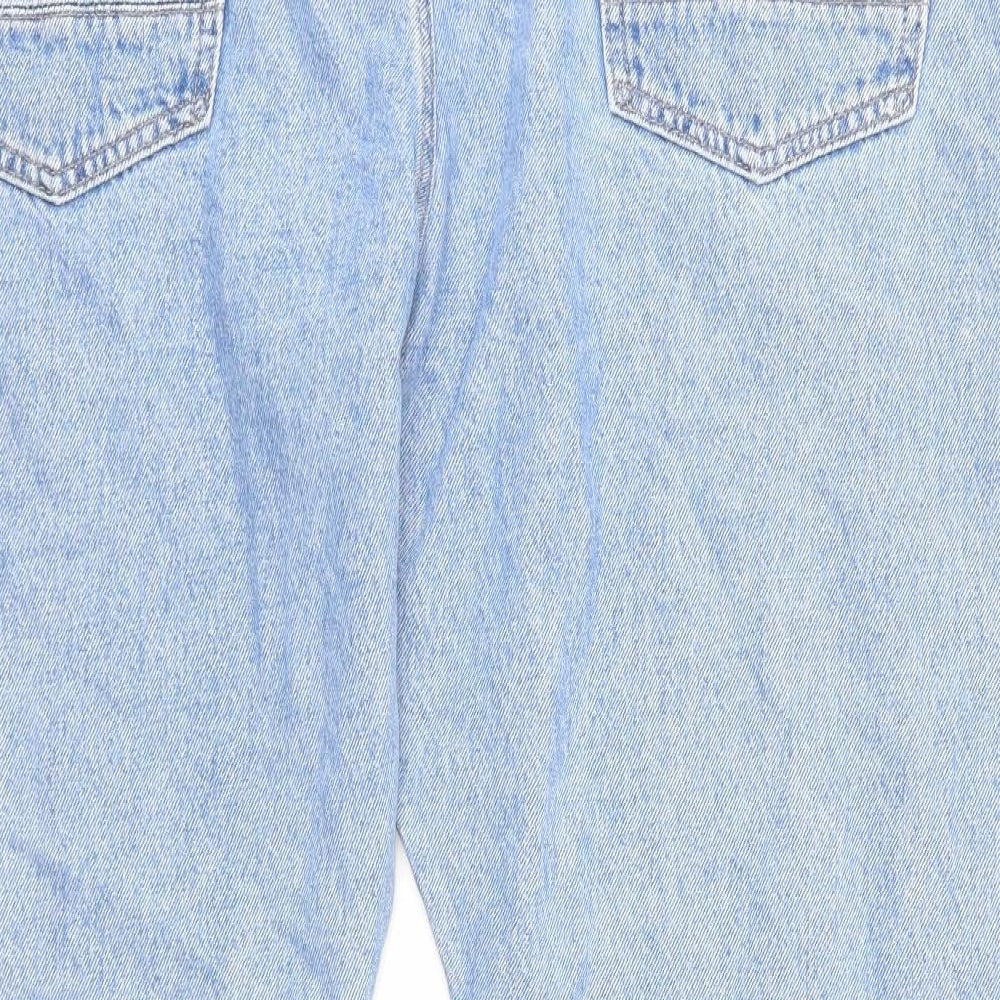 Marks and Spencer Mens Blue Cotton Straight Jeans Size 44 in L29 in Regular Zip - Loose Fit