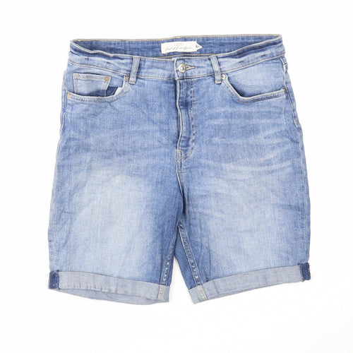 H&M Womens Blue Cotton Skimmer Shorts Size 21 in Regular Zip