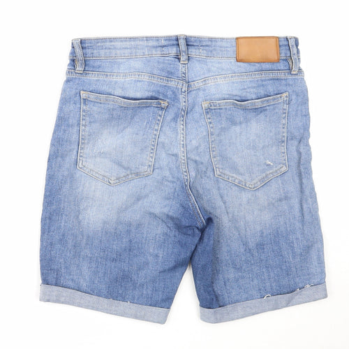 H&M Womens Blue Cotton Skimmer Shorts Size 21 in Regular Zip