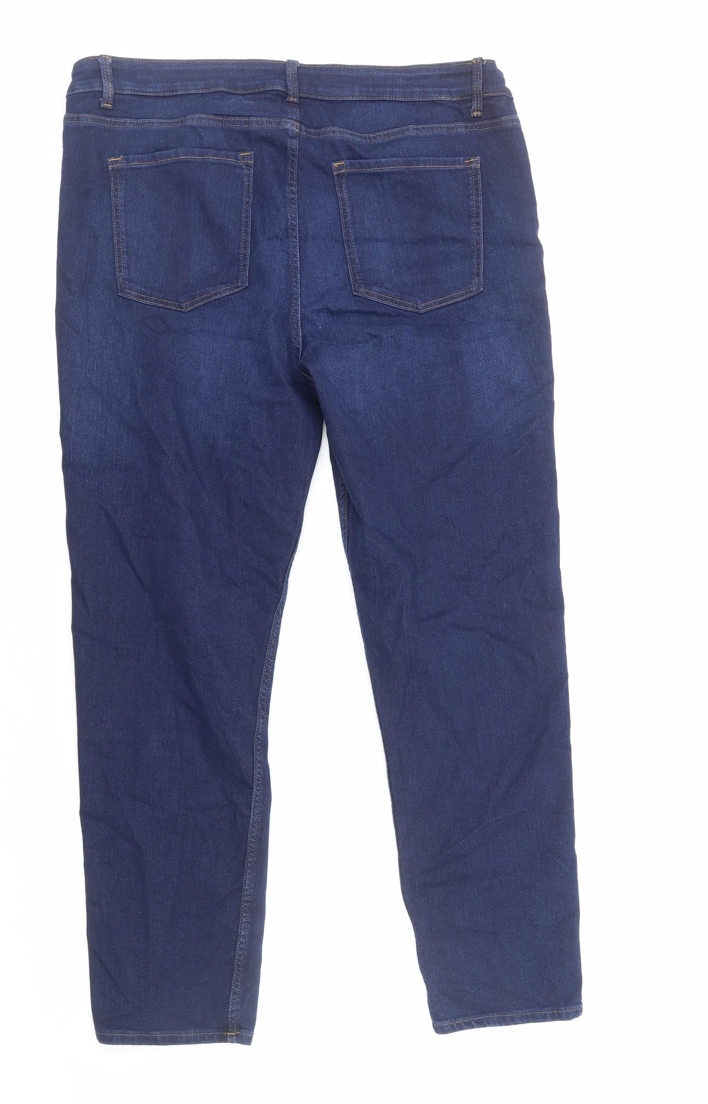Marks and Spencer Womens Blue Cotton Straight Jeans Size 20 Regular Zip