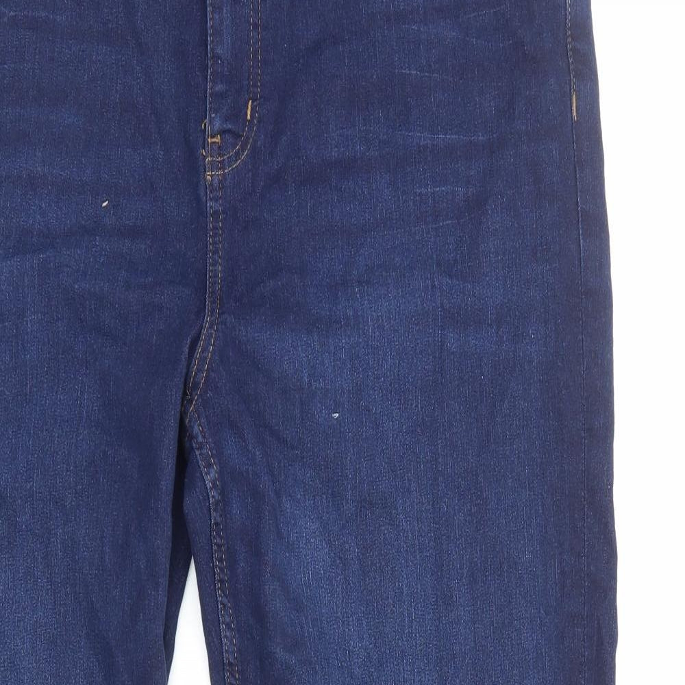 Marks and Spencer Womens Blue Cotton Straight Jeans Size 20 Regular Zip
