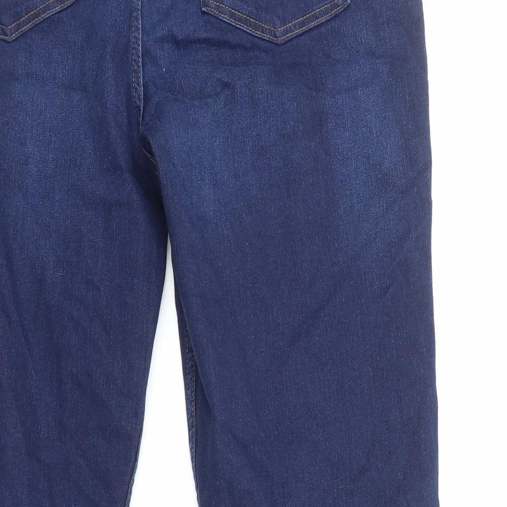 Marks and Spencer Womens Blue Cotton Straight Jeans Size 20 Regular Zip