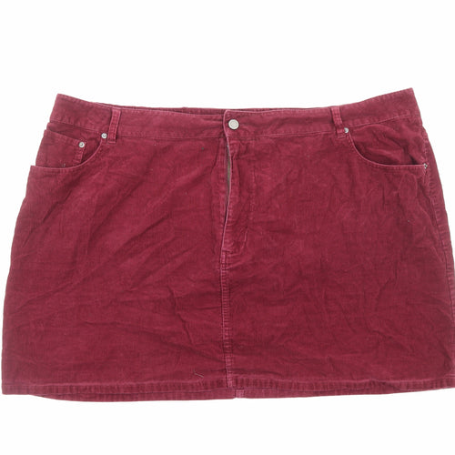 ASOS Womens Red Cotton Straight & Pencil Skirt Size 26 Zip
