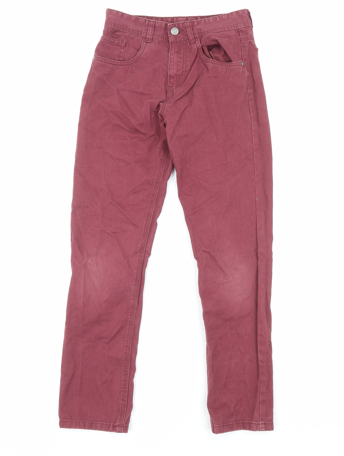 Primark Boys Red Cotton Straight Jeans Size 11-12 Years Regular Zip