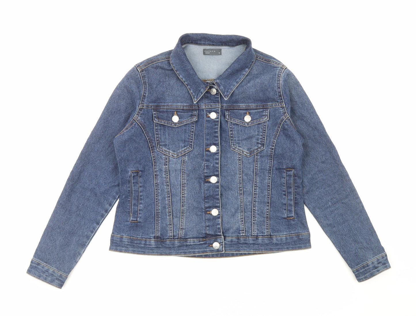Papaya Womens Blue Jacket Size 14 Button