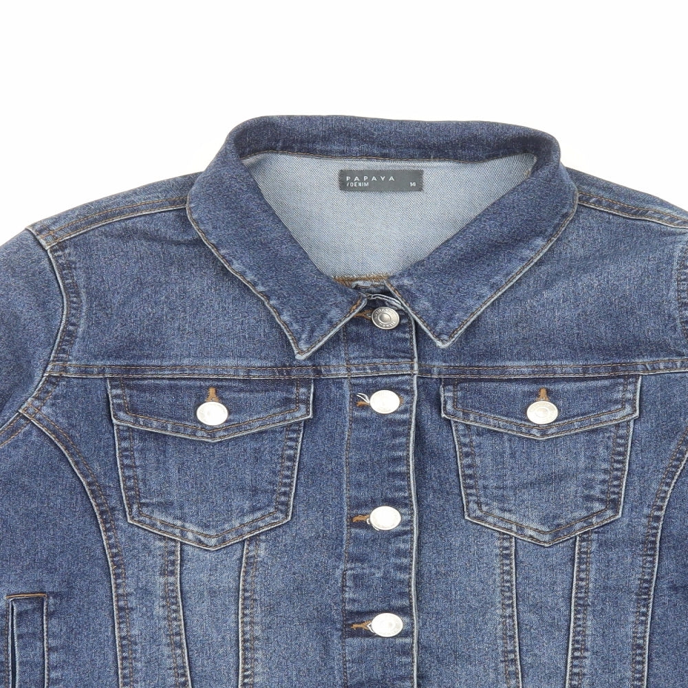 Papaya Womens Blue Jacket Size 14 Button
