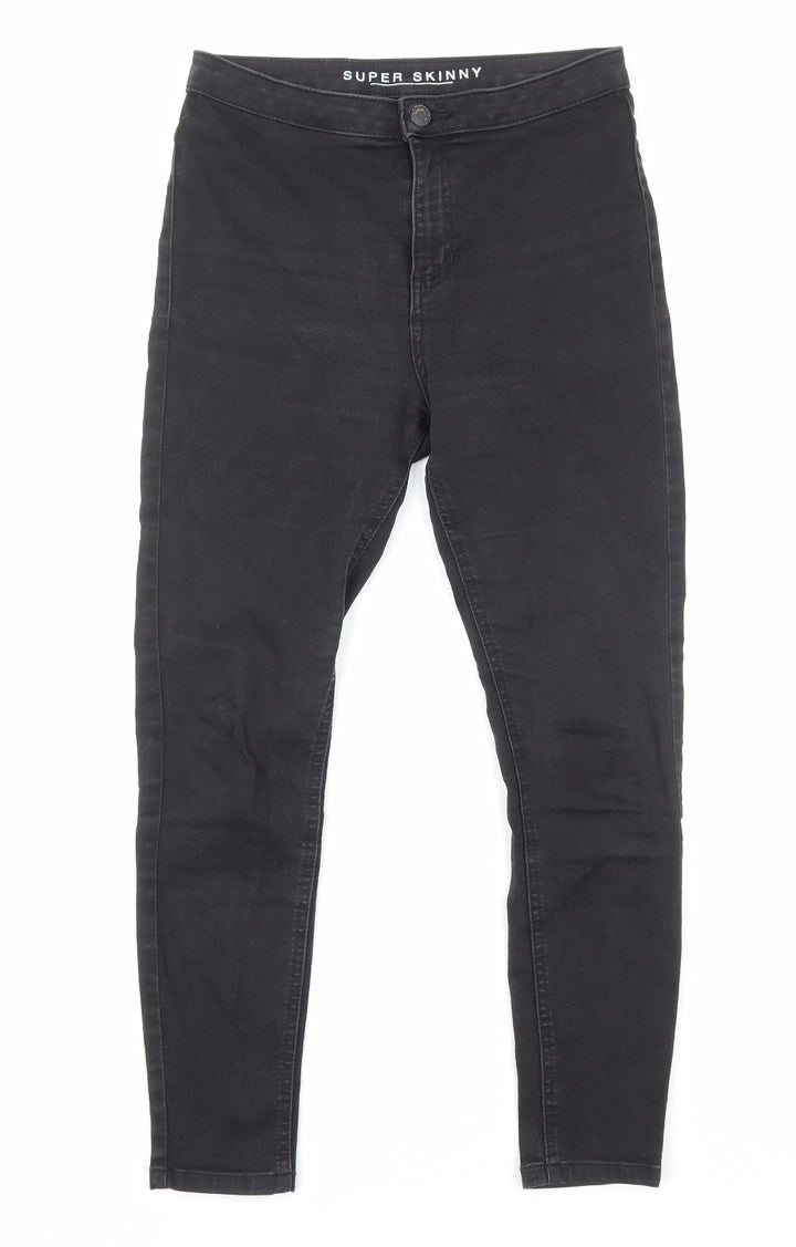 Marks and Spencer Womens Black Cotton Skinny Jeans Size 12 Regular Zip