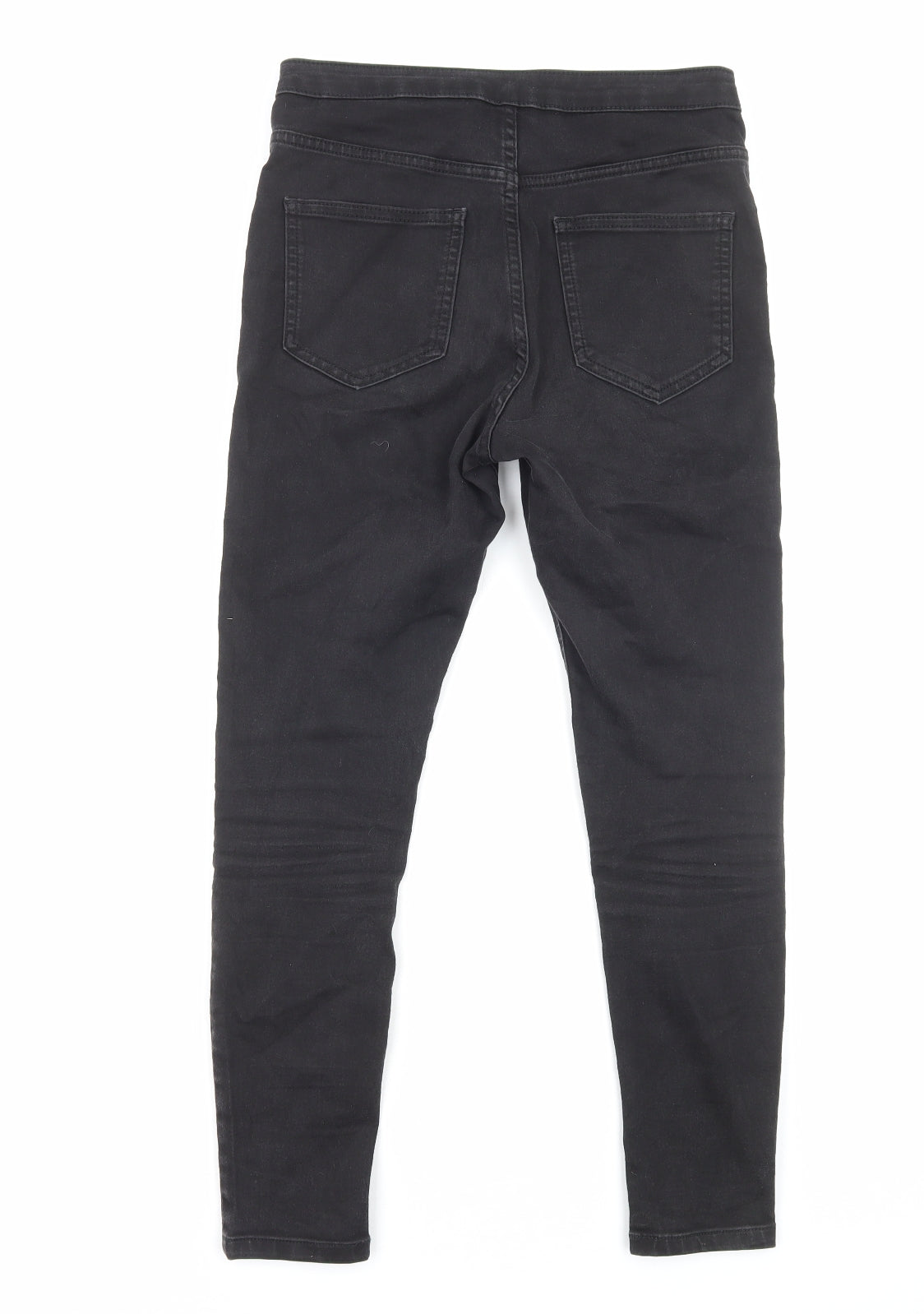 Marks and Spencer Womens Black Cotton Skinny Jeans Size 12 Regular Zip