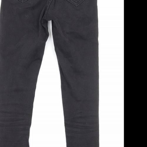 Marks and Spencer Womens Black Cotton Skinny Jeans Size 12 Regular Zip