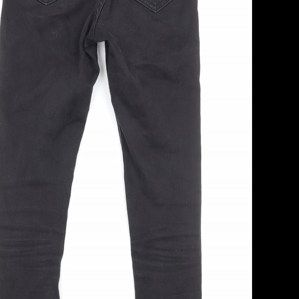 Marks and Spencer Womens Black Cotton Skinny Jeans Size 12 Regular Zip