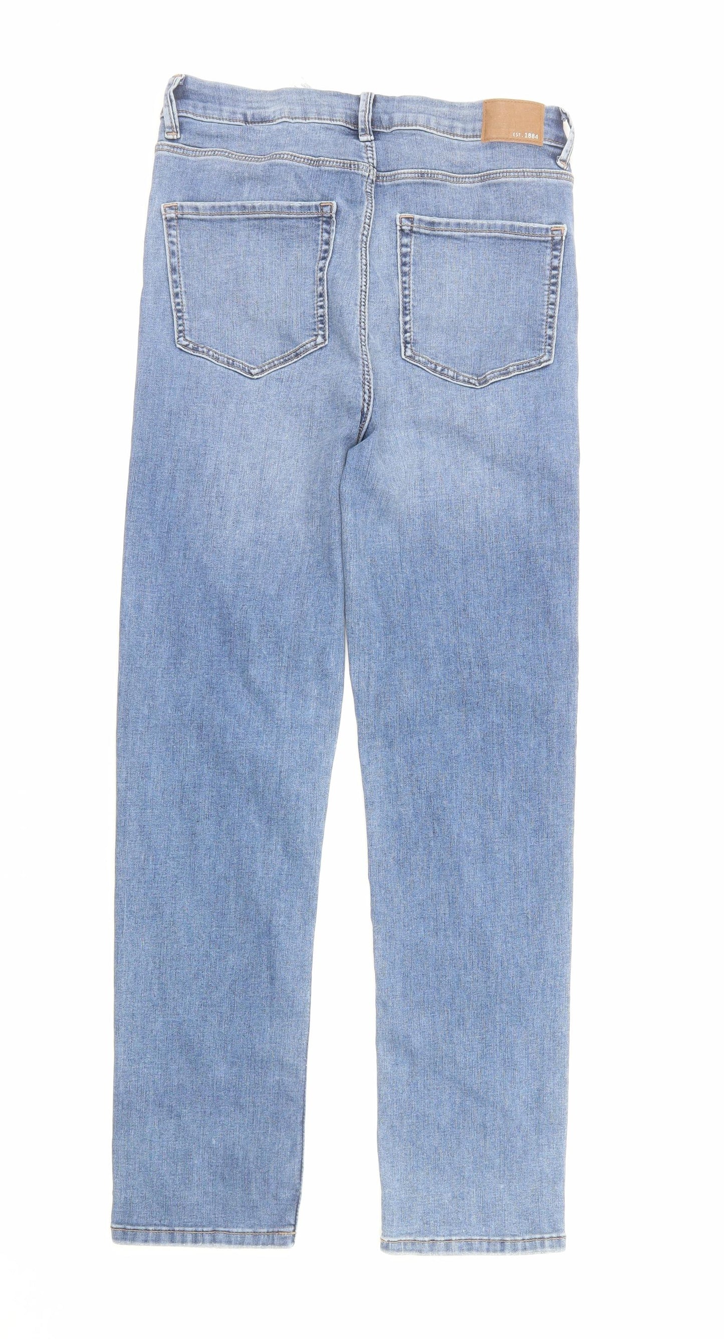 Marks and Spencer Womens Blue Cotton Straight Jeans Size 12 Regular Zip