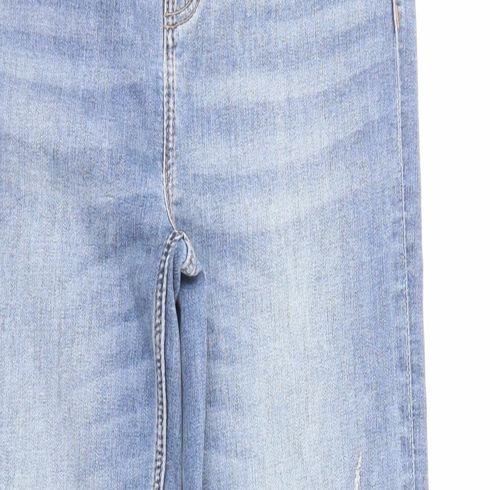 Marks and Spencer Womens Blue Cotton Straight Jeans Size 12 Regular Zip
