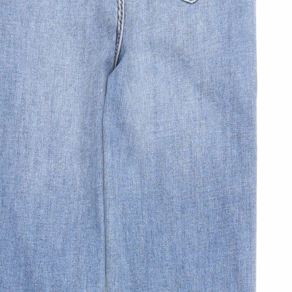 Marks and Spencer Womens Blue Cotton Straight Jeans Size 12 Regular Zip
