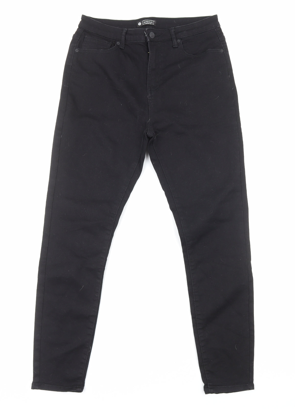 Avenue Womens Black Cotton Skinny Jeans Size 14 Regular Zip