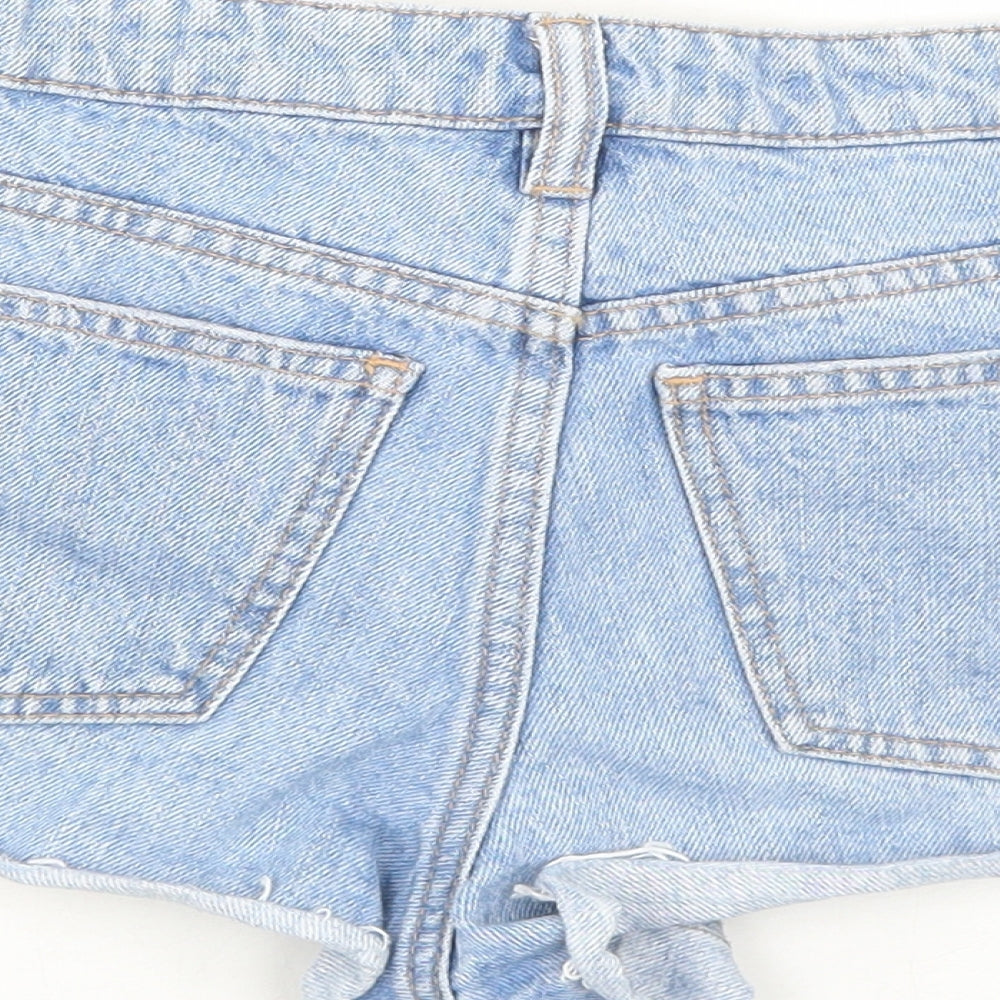 Topshop Womens Blue Cotton Cut-Off Shorts Size 6 Regular Zip