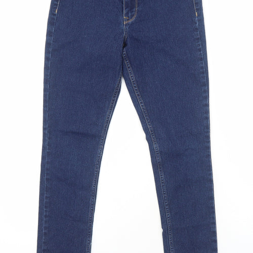 H&M Womens Blue Cotton Skinny Jeans Size 8 Regular Zip
