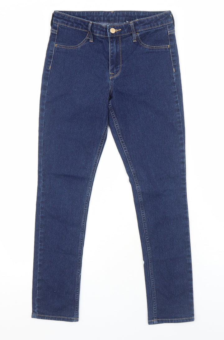 H&M Womens Blue Cotton Skinny Jeans Size 8 Regular Zip