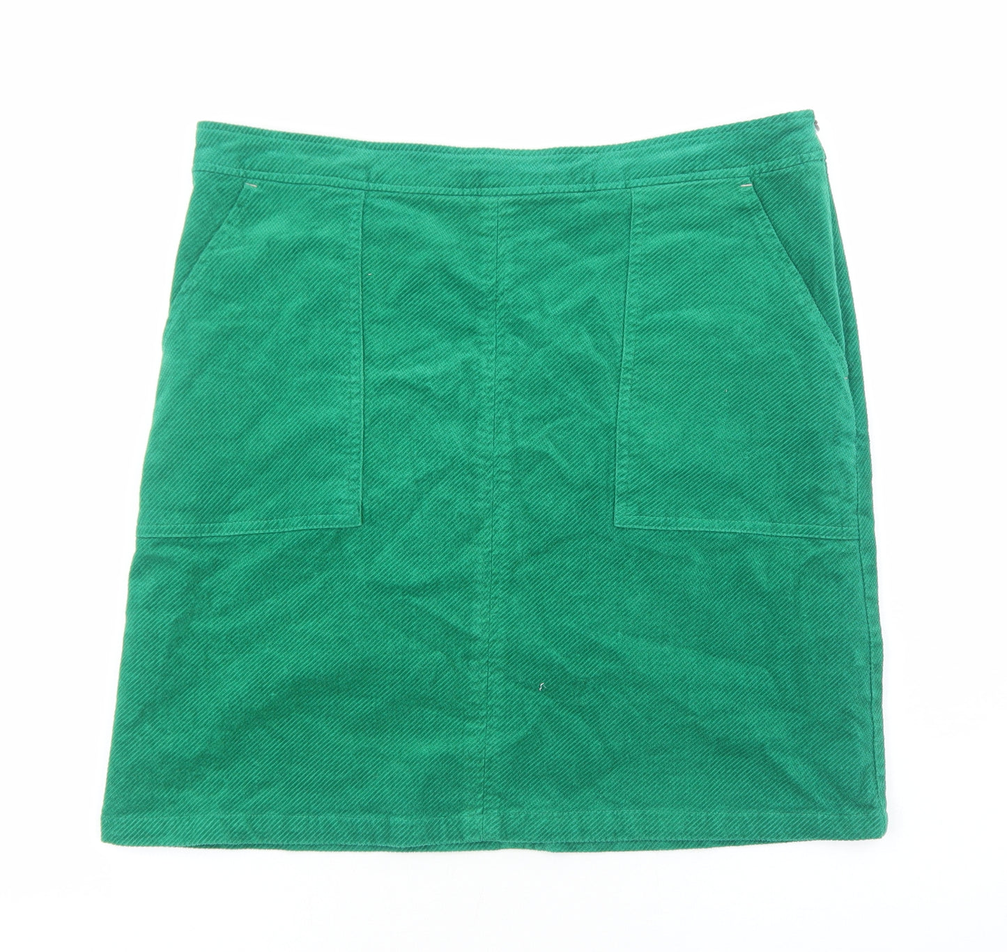 White Stuff Womens Green Cotton Straight & Pencil Skirt Size 14 Zip