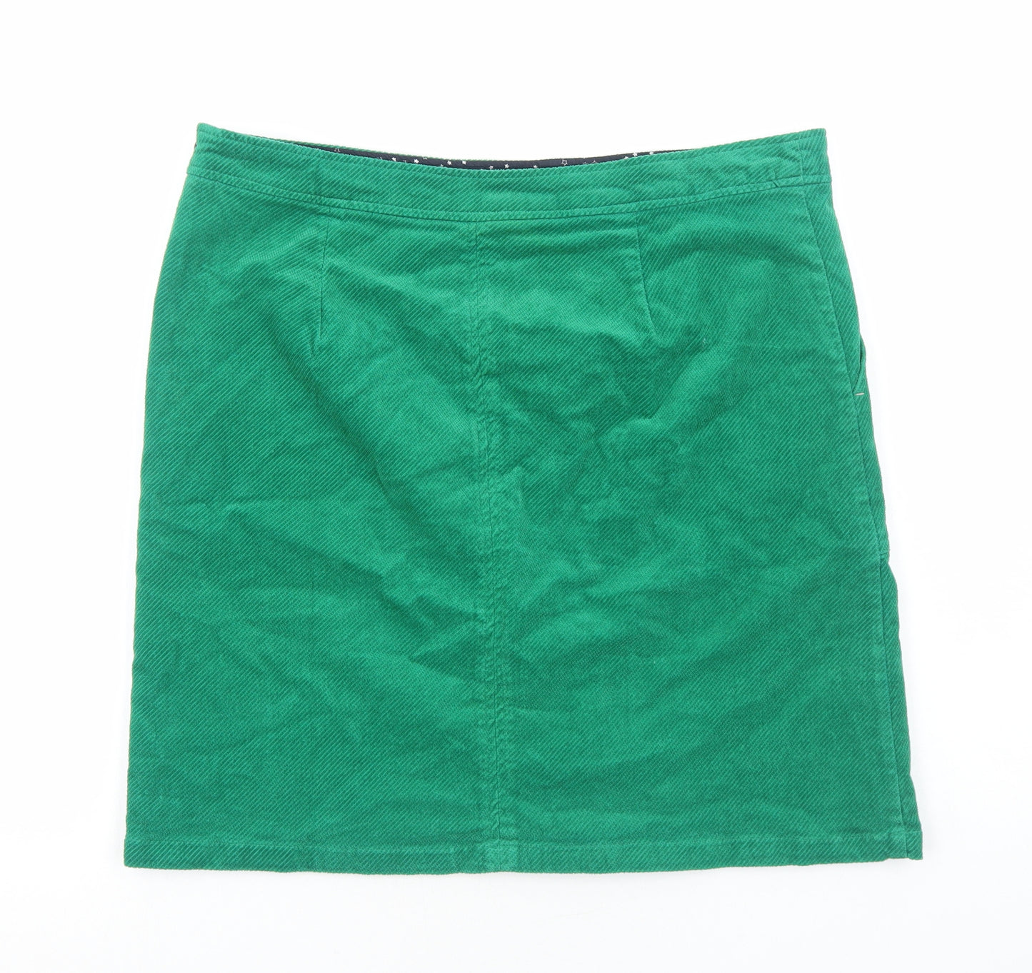 White Stuff Womens Green Cotton Straight & Pencil Skirt Size 14 Zip