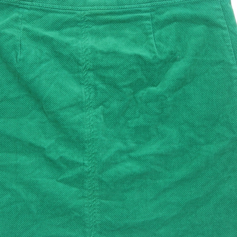 White Stuff Womens Green Cotton Straight & Pencil Skirt Size 14 Zip