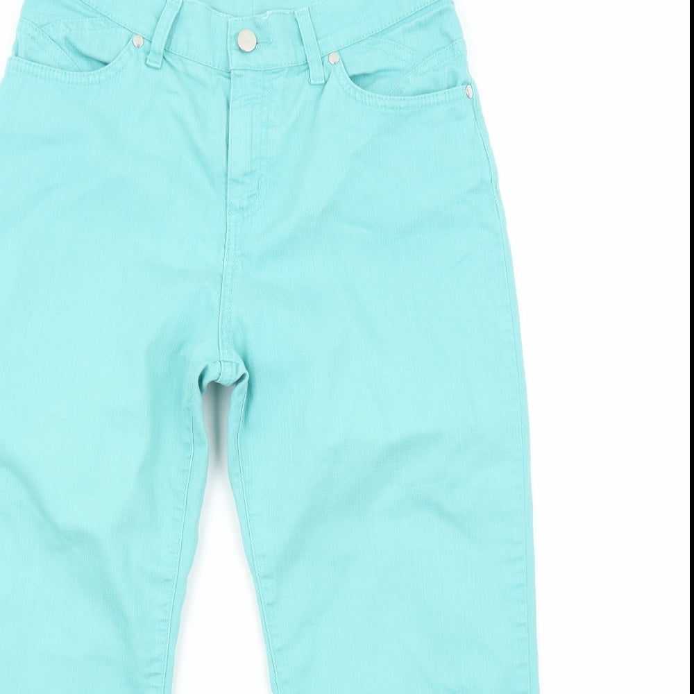 Per Una Womens Green Cotton Straight Jeans Size 10 Regular Zip