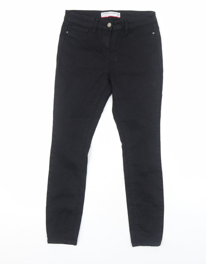 Marks and Spencer Womens Black Cotton Skinny Jeans Size 10 Regular Zip