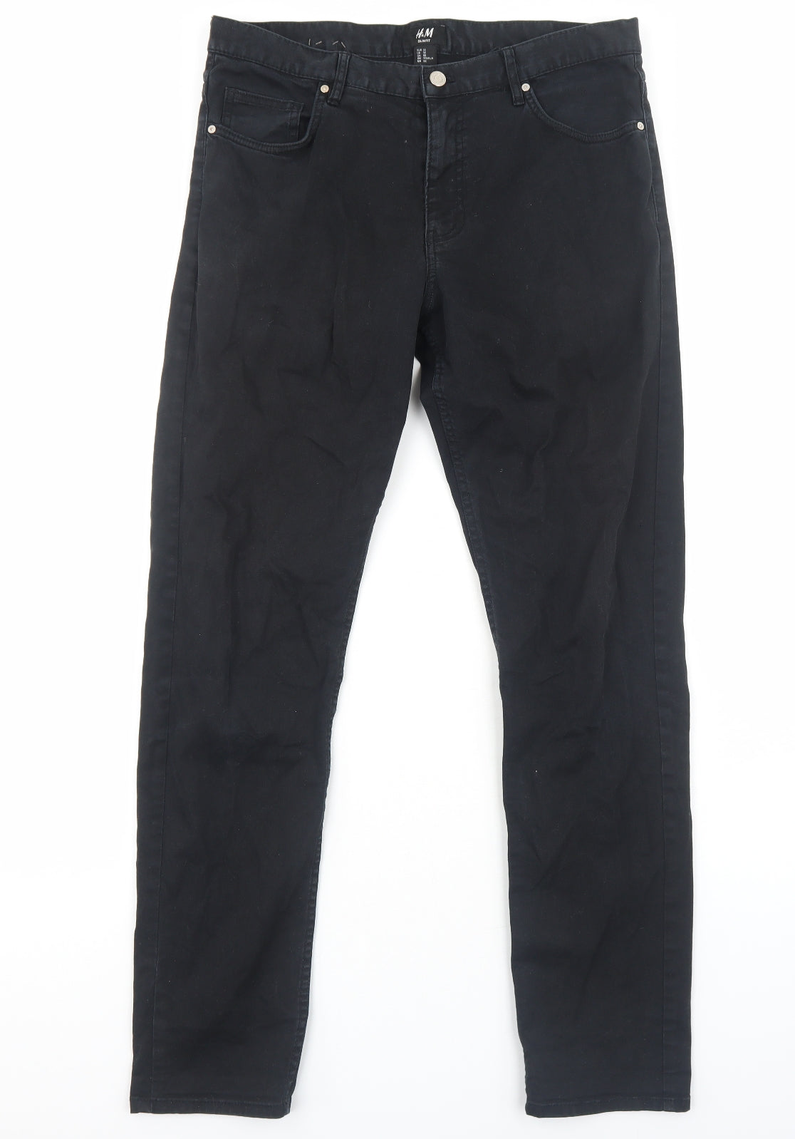 H&M Mens Black Cotton Skinny Jeans Size M Regular Zip