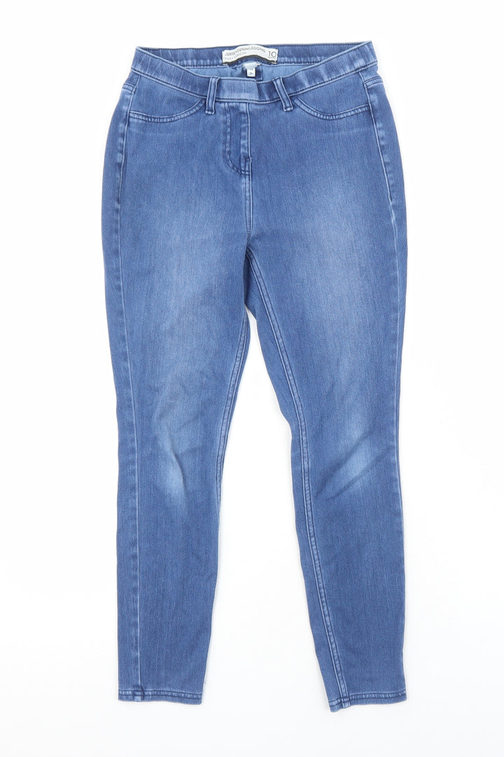Marks and Spencer Womens Blue Cotton Skinny Jeans Size 10 Regular