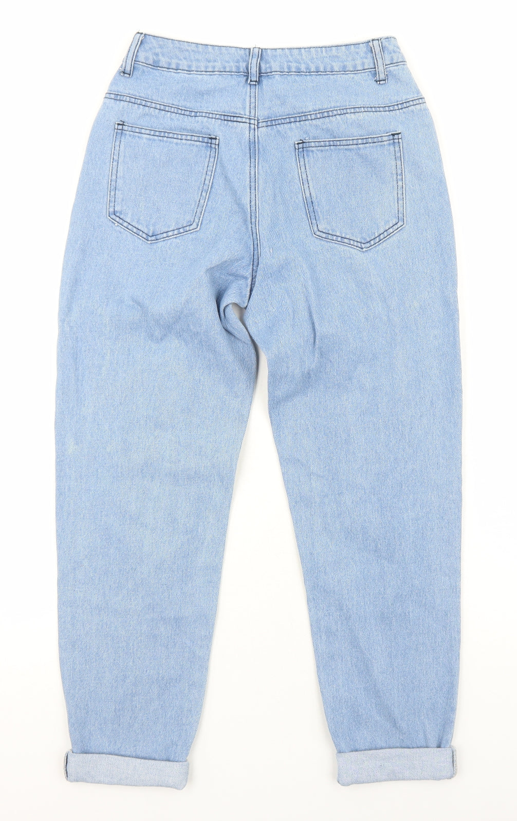PRETTYLITTLETHING Womens Blue Cotton Straight Jeans Size 8 Regular Zip