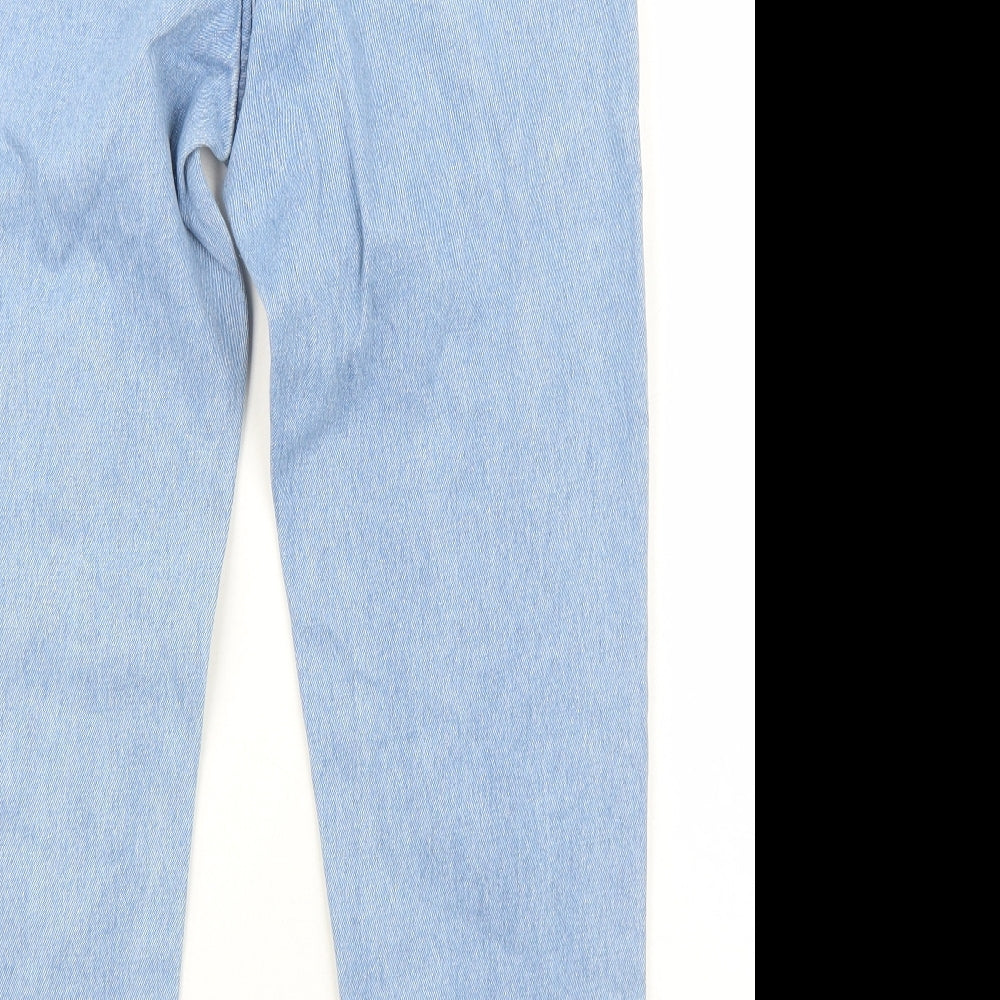 PRETTYLITTLETHING Womens Blue Cotton Straight Jeans Size 8 Regular Zip